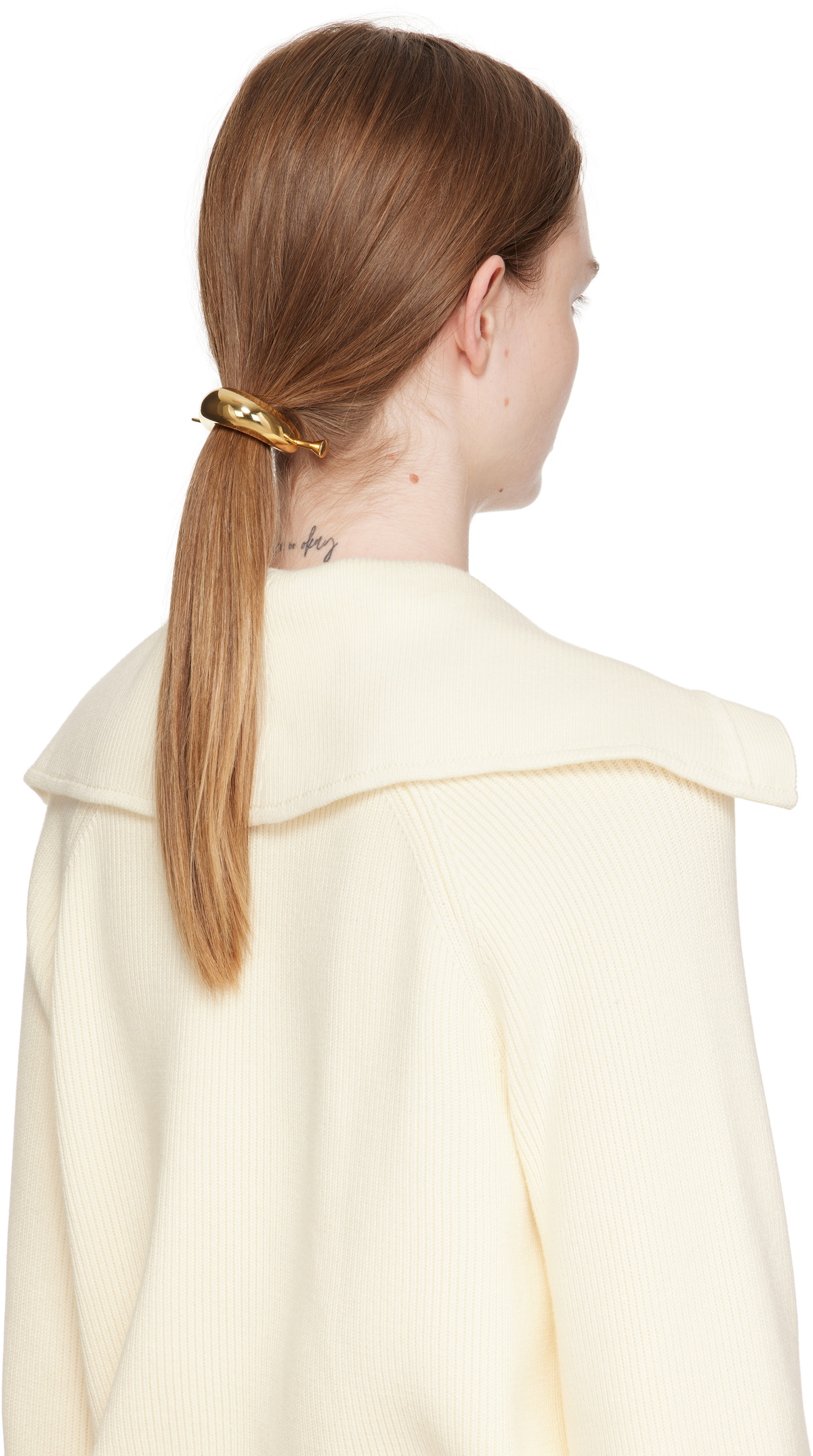 Bottega Veneta Gold Ellipse Hair Pin