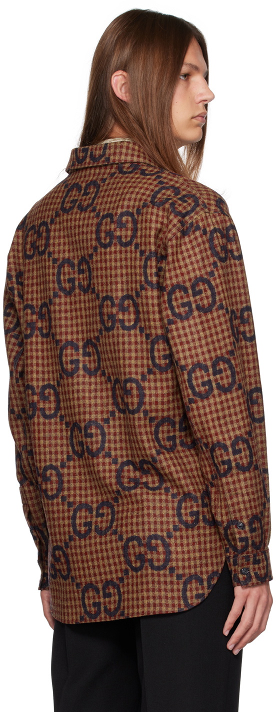 Gucci Maxi GG-print Wool Shirt - Brown