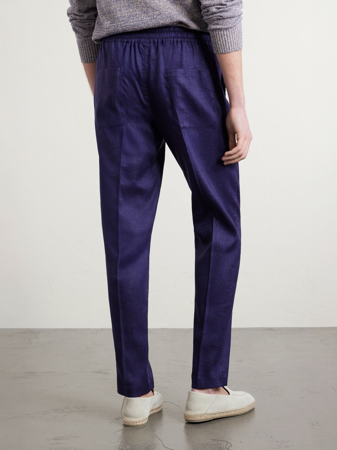 FEDELI - Bonifacio Straight-Leg Linen Drawstring Trousers - Blue