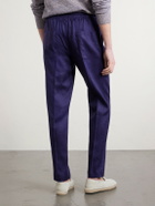 FEDELI - Bonifacio Straight-Leg Linen Drawstring Trousers - Blue