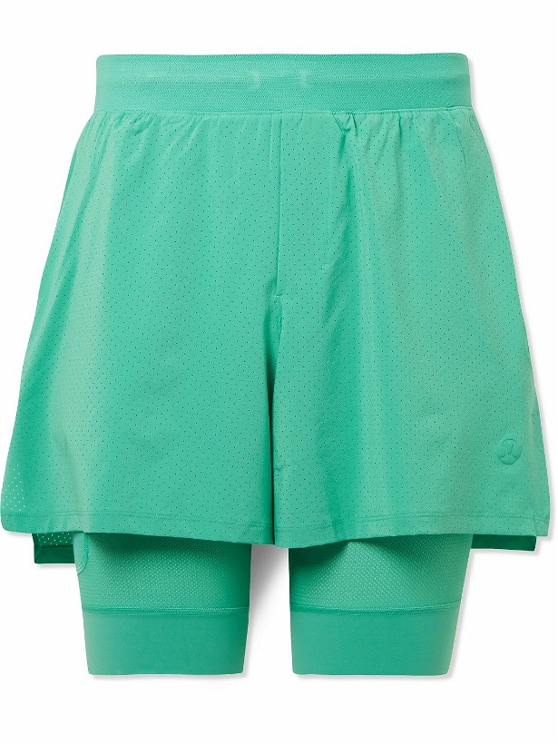 Photo: Lululemon - Vented Straight-Leg Perforated Recycled-Swift™ Tennis Shorts - Green