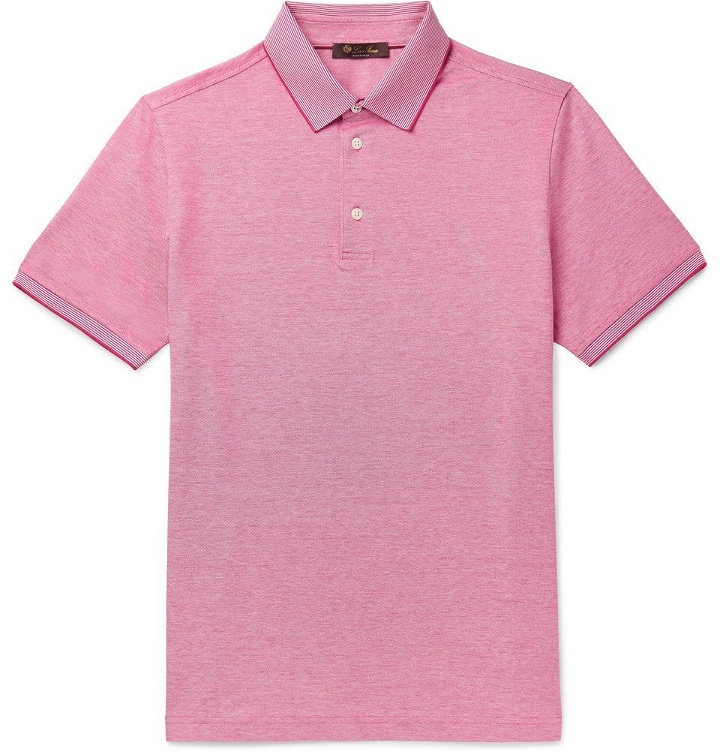 Photo: Loro Piana - Mélange Cotton-Piqué Polo Shirt - Pink