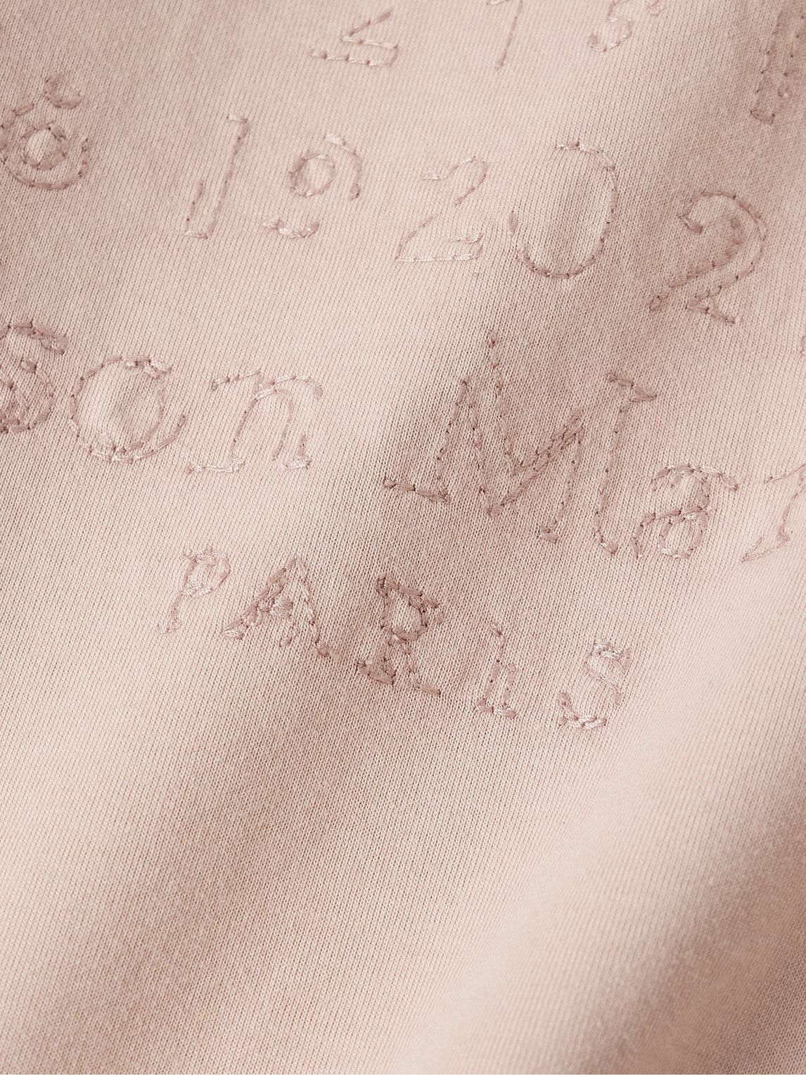 関税込【Maison Margiela】ロゴ刺繍 Tシャツ ピンク Maison Margiela - Logo-Embroidered Cotton-Jersey T-Shirt