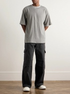 The Frankie Shop - Eliott Textured Stretch-Jersey T-Shirt - Gray