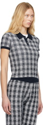 Guest in Residence Navy Gingham Shrunken Polo