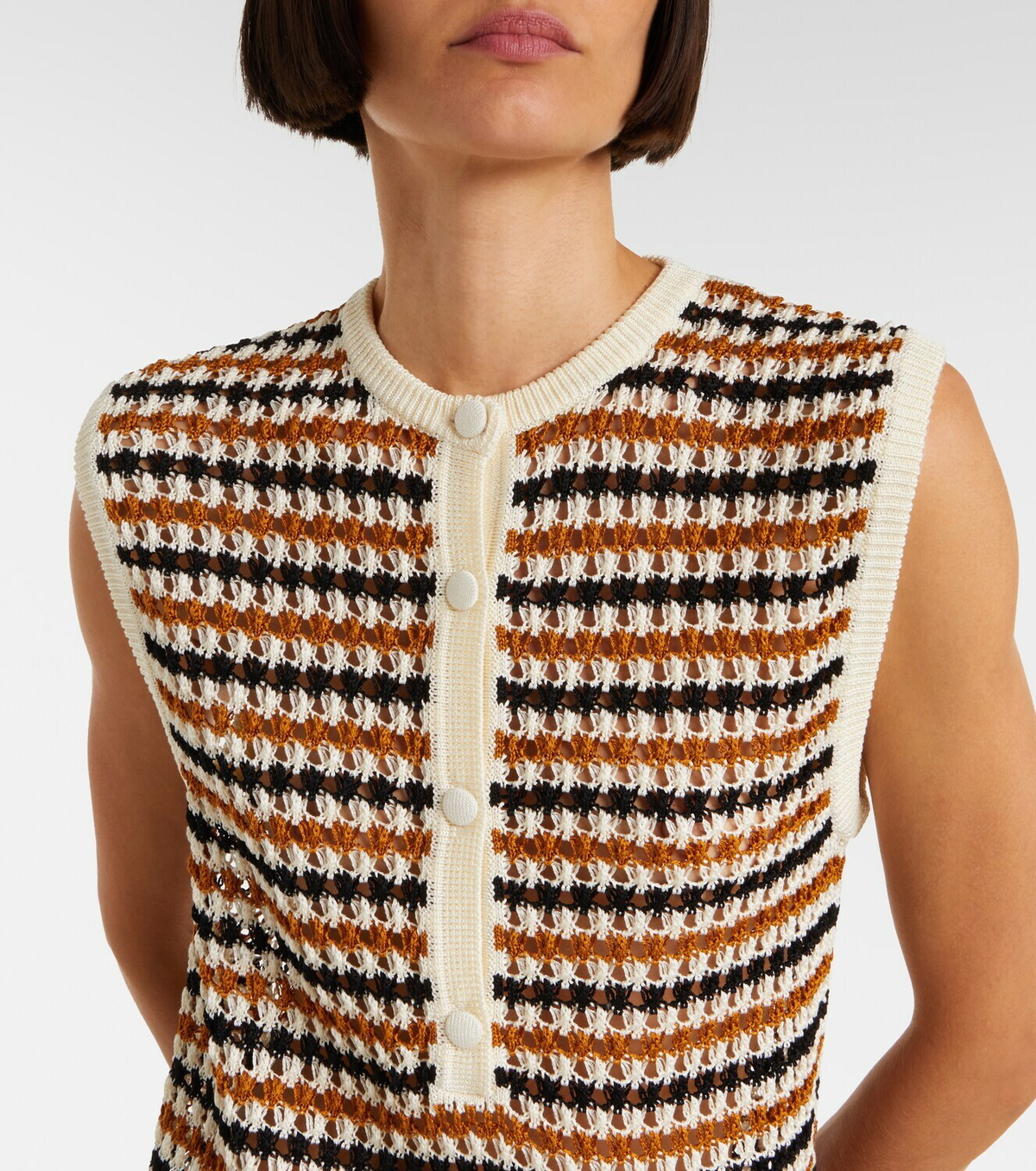 Eres Inedit open-knit cotton-blend polo dress