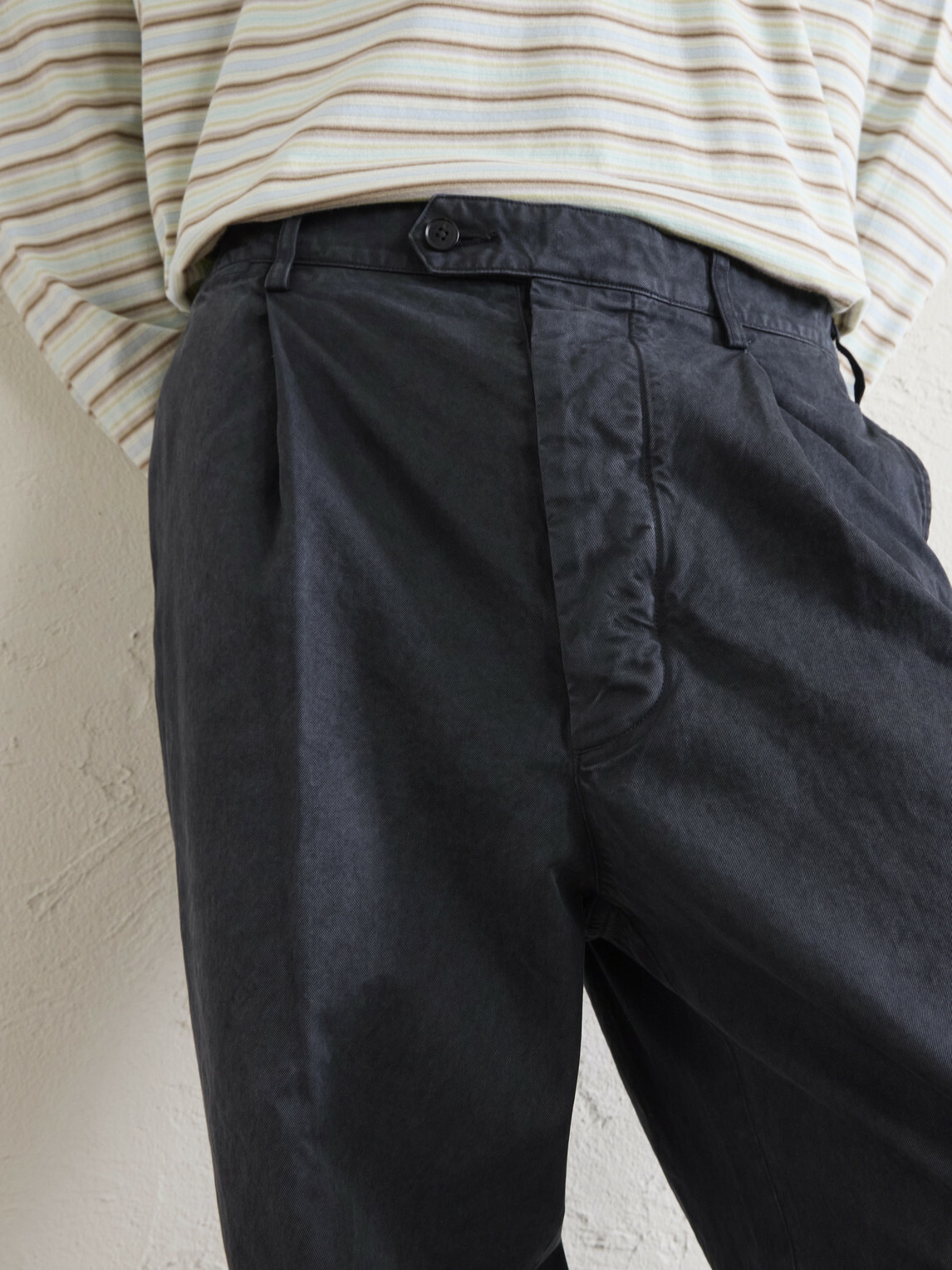 Auralee - Wide-Leg Pleated Garment-Dyed Cotton-Twill Chinos - Black