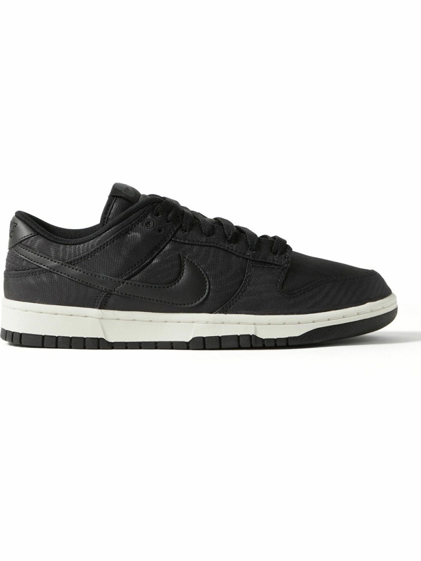 Photo: Nike - Dunk Low Retro PRM Leather-Trimmed Drill Sneakers - Black