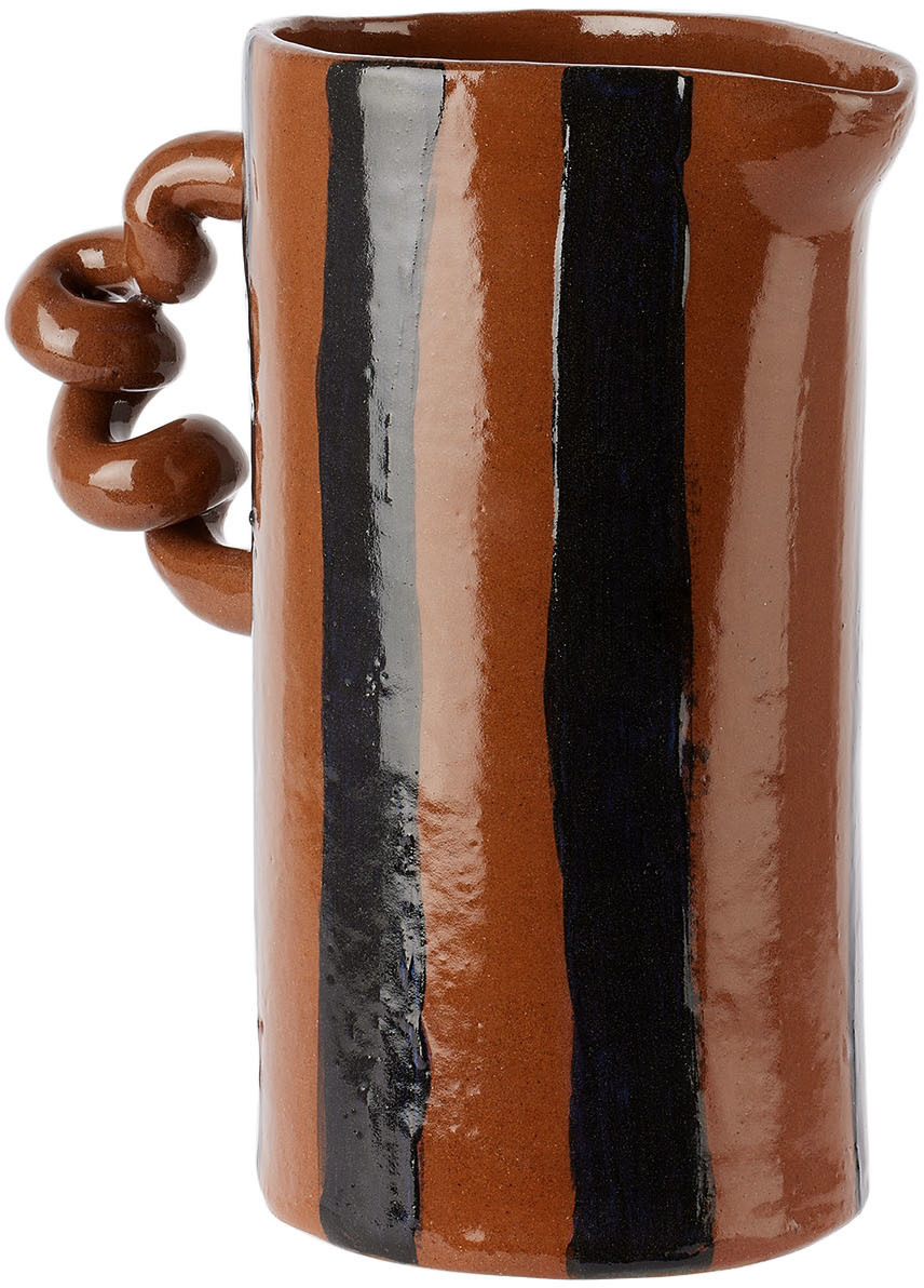 Harlie Brown Studio Brown & Green Stripe Delights Wiggle Jug