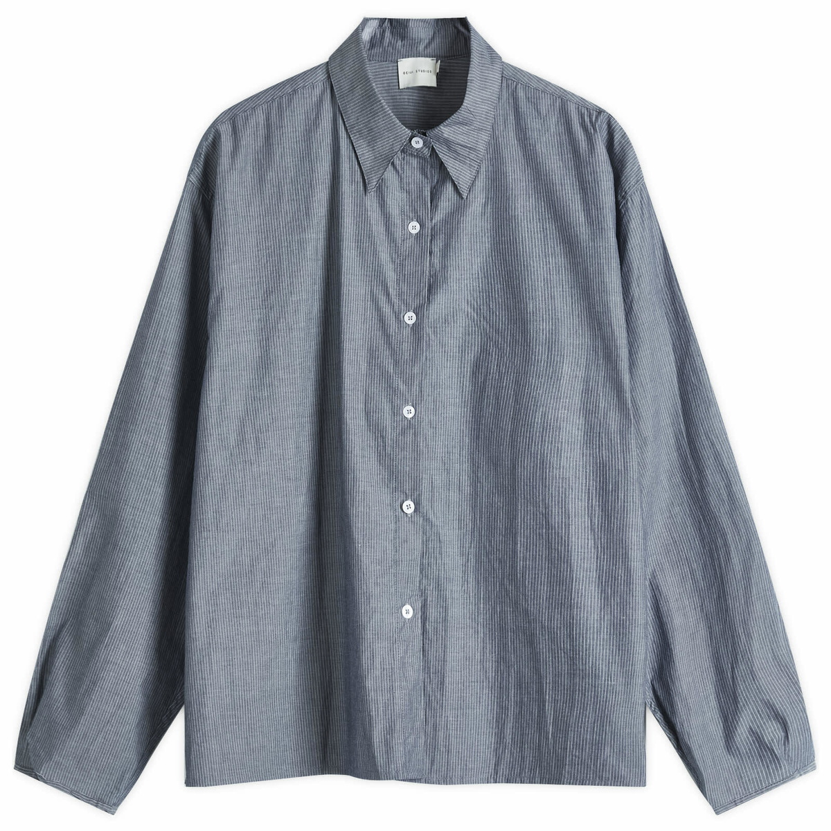 Deiji Studios Women's Day Shirt in Blue Pinstripe