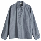 Deiji Studios Women's Day Shirt in Blue Pinstripe