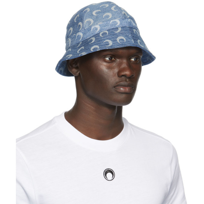 Marine Serre Blue Denim Bucket Hat Marine Serre