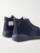 Visvim - Lanier Suede and Leather-Trimmed Woven High-Top Sneakers - Blue