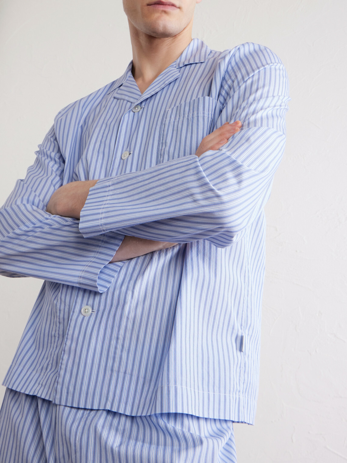 TEKLA - Camp-Collar Striped Organic Cotton Pyjama Shirt - Blue