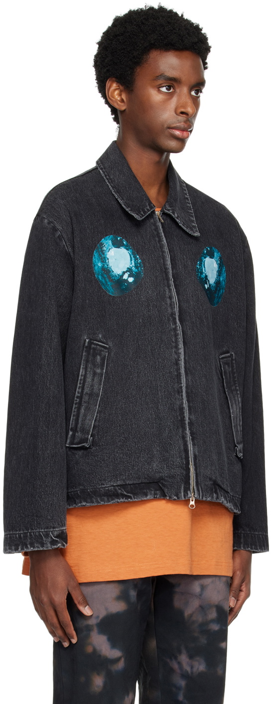 Song for the Mute Black 'Blue Cells' Denim Jacket Song for the Mute