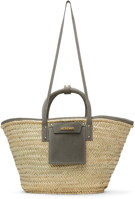 Photo: Jacquemus Beige & Grey 'Le Panier Soleil' Tote