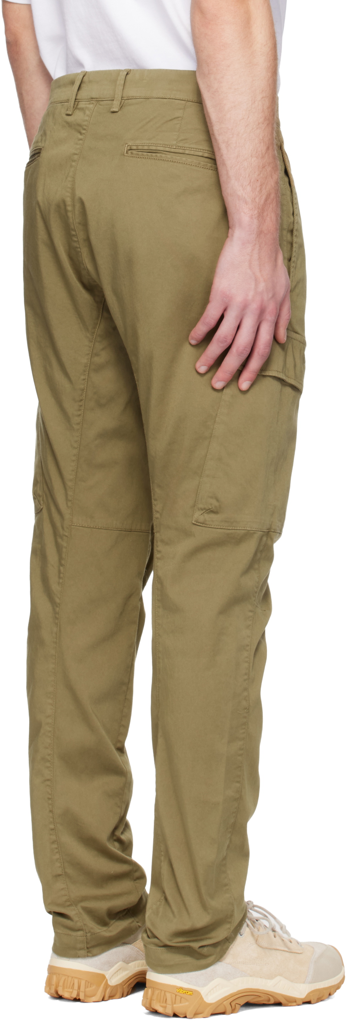 C.P. Company Beige Stretch Sateen Ergonomic Lens Cargo Pants