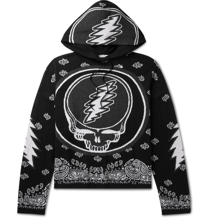 Photo: AMIRI - Grateful Dead Intarsia Cashmere and Cotton-Blend Hoodie - Black