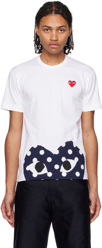 Photo: COMME des GARÇONS PLAY White Polka Dot T-Shirt