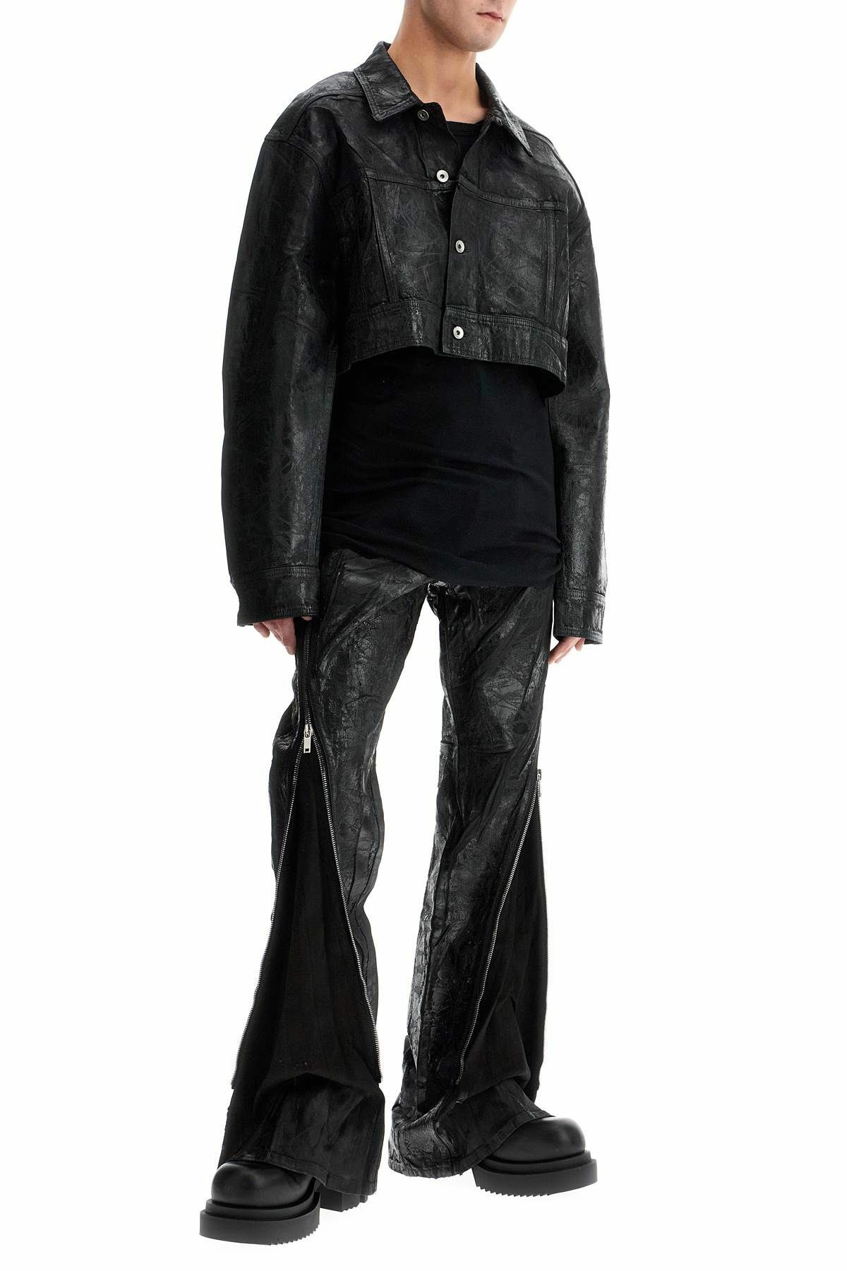 DRKSHDW cropped jumbo worker denim jacket in Black Rick Owens Drkshdw