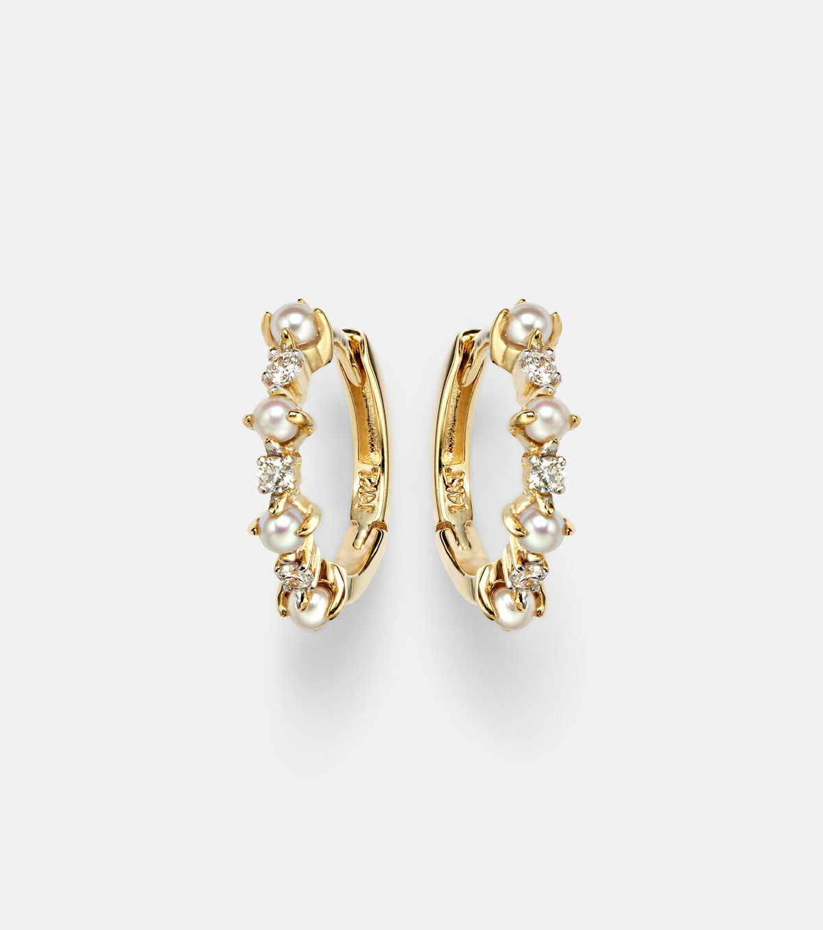 Mateo 14kt gold (585/1000) earrings with diamonds and pearls