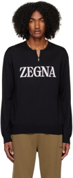 ZEGNA Black Intarsia Sweater