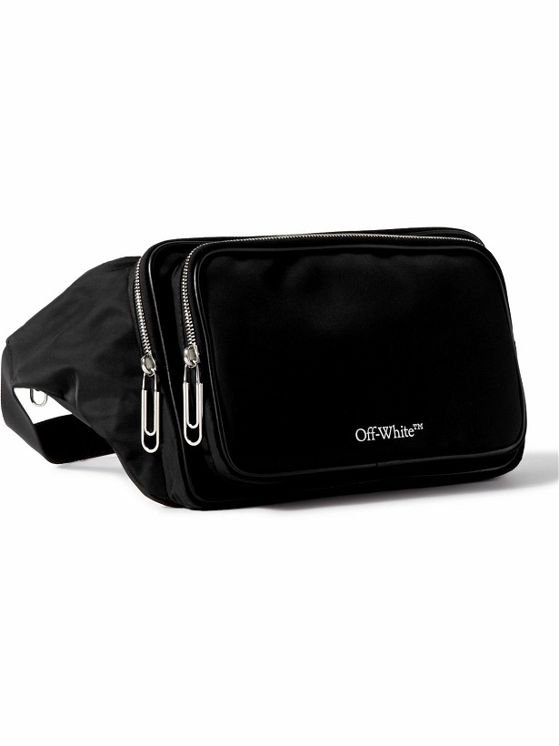 Photo: Off-White - Leather-Trimmed Logo-Print Shell Belt Bag
