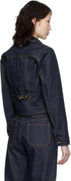 Thom Browne Navy Shrunken Selvedge Denim Jacket