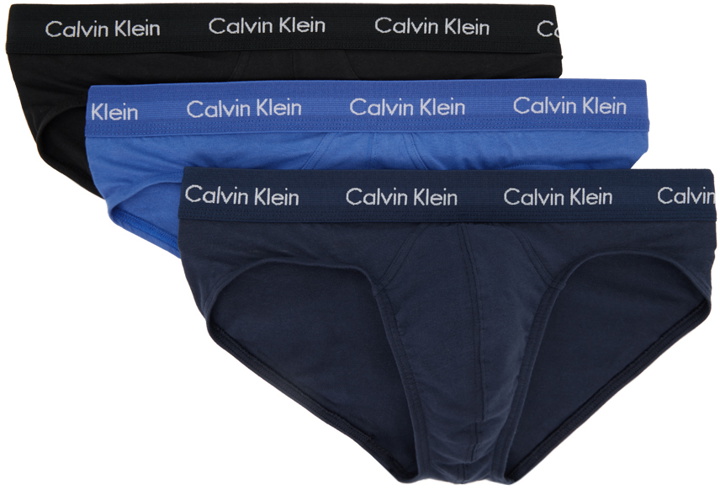 Photo: Calvin Klein Underwear Three-Pack Blue & Black Briefs