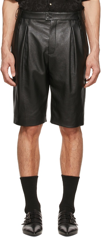 Photo: Saint Laurent Black Leather Shorts