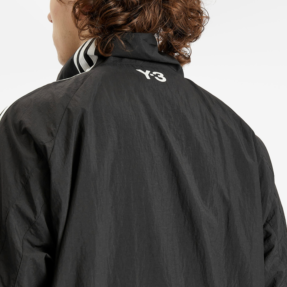 Y-3 Men's 3 Stripe Nylon Track Jacket in Black Y-3