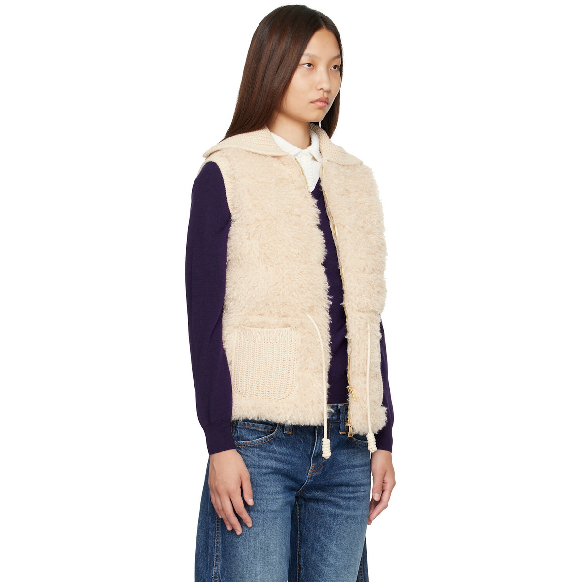Moncler Beige Wool & Cashmere Blend Down Vest