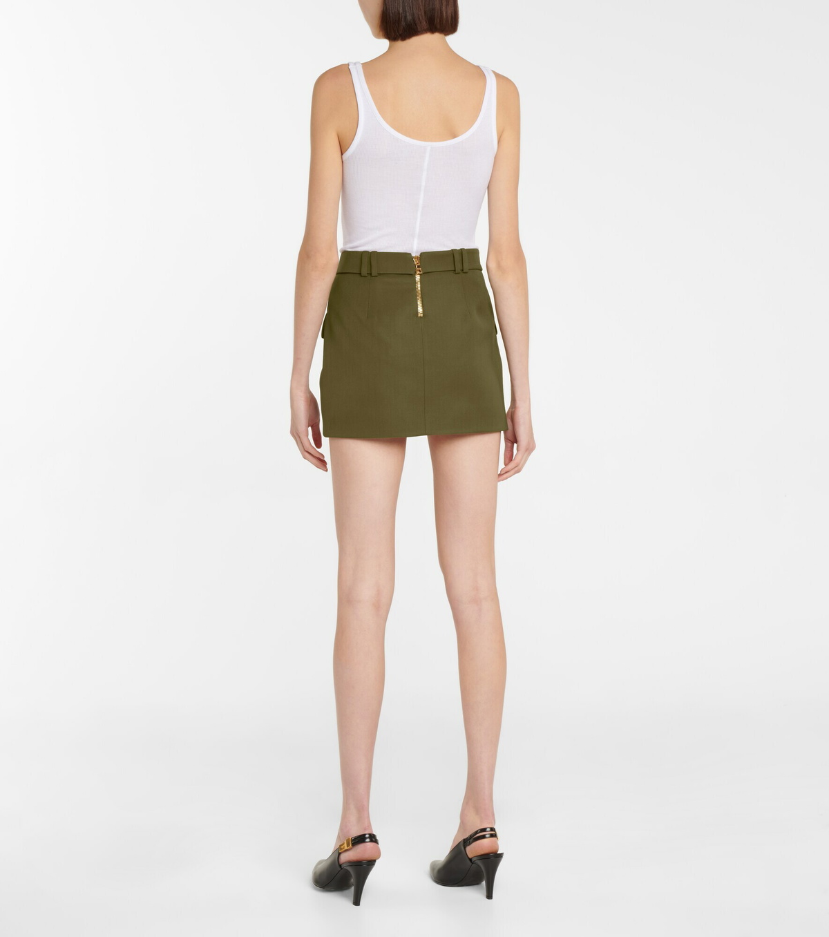 Balmain - Belted wool miniskirt Balmain