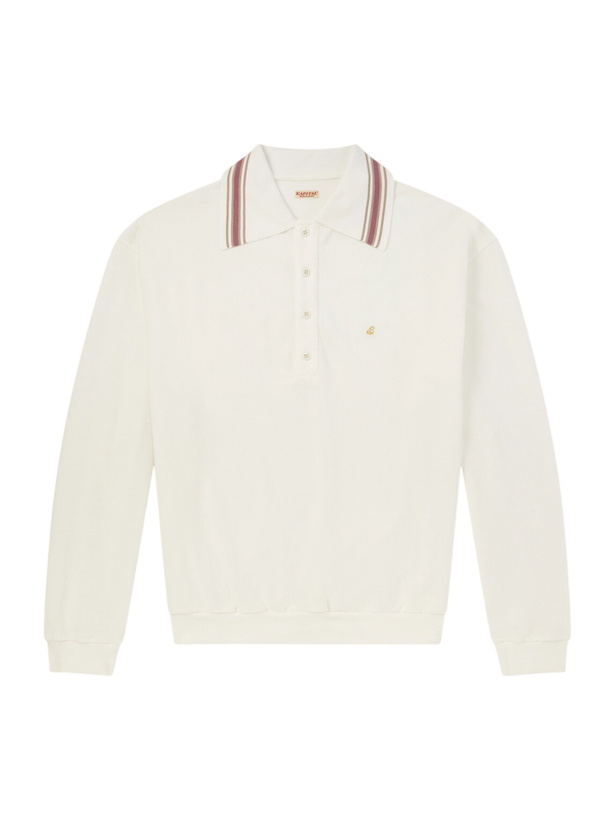 Photo: KAPITAL - Box Striped Embroidered Cotton-Piqué Polo Shirt - White