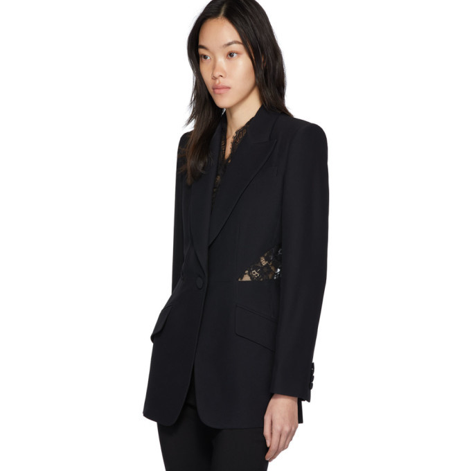 Alexander McQueen Black Lace Crepe Blazer Alexander McQueen