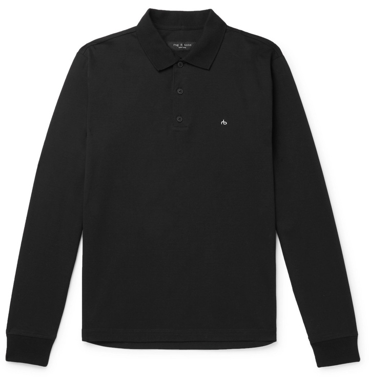 Photo: RAG & BONE - Logo-Embroidered Cotton Polo Shirt - Black