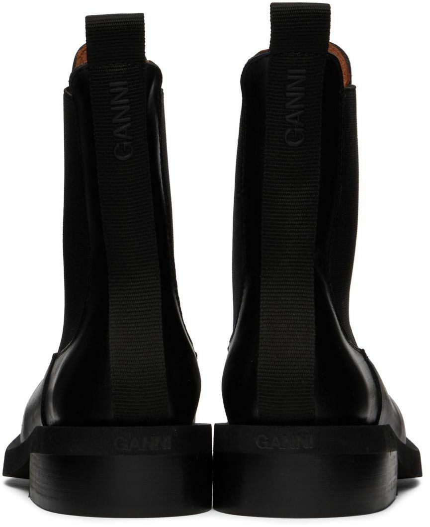 GANNI Black Square Toe Chelsea Boots
