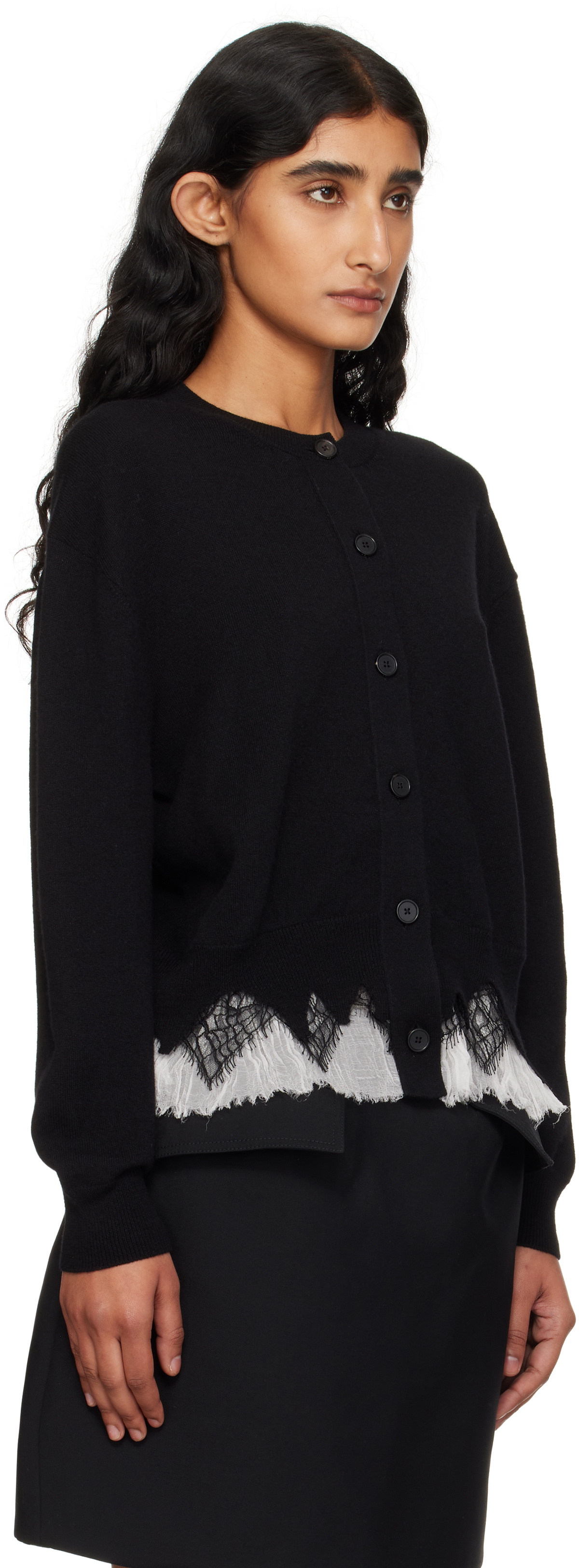 McQueen Black Cobweb Lace Cardigan