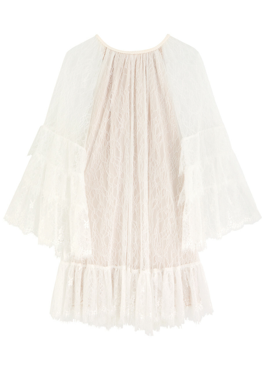 （US発）Alice+Olivia DELIA フリルチュニックドレス Shop Alice + Olivia - Delia Lace Ruffled Tunic Minidress