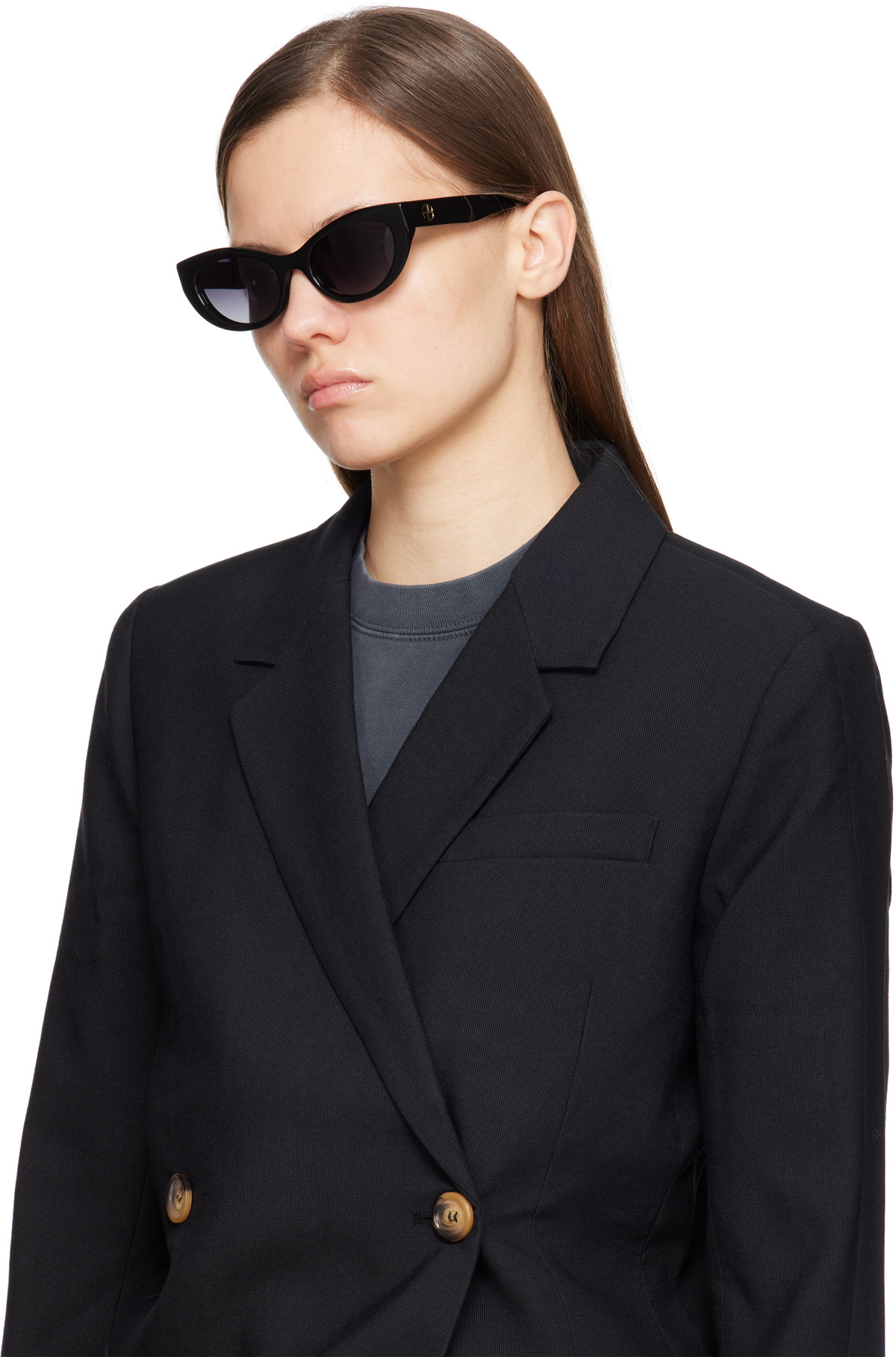 ANINE BING Black Cannes Sunglasses
