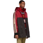 Gucci Red and Black Nylon Logo Stripe Coat