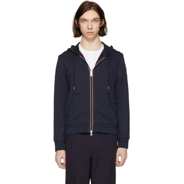 Photo: Moncler Navy Maglia Zip Hoodie