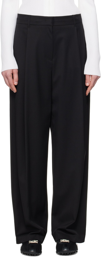 Photo: AMOMENTO Black Wide Tuck Trousers