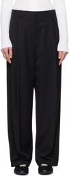 AMOMENTO Black Wide Tuck Trousers