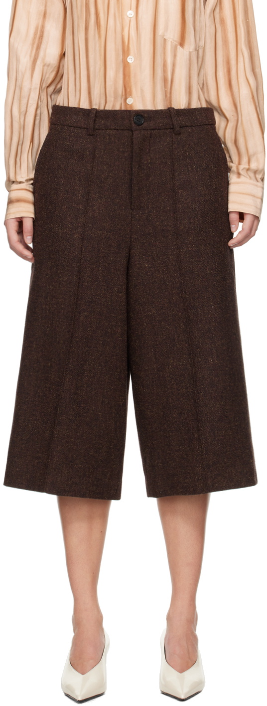 UMBER POSTPAST Burgundy Wool Bermuda Shorts