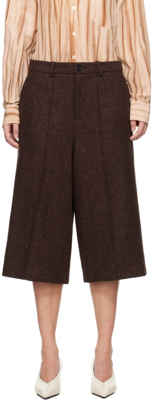 Photo: UMBER POSTPAST Burgundy Wool Bermuda Shorts