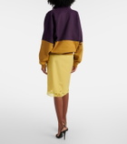 Saint Laurent Lace-trimmed cotton and silk midi skirt