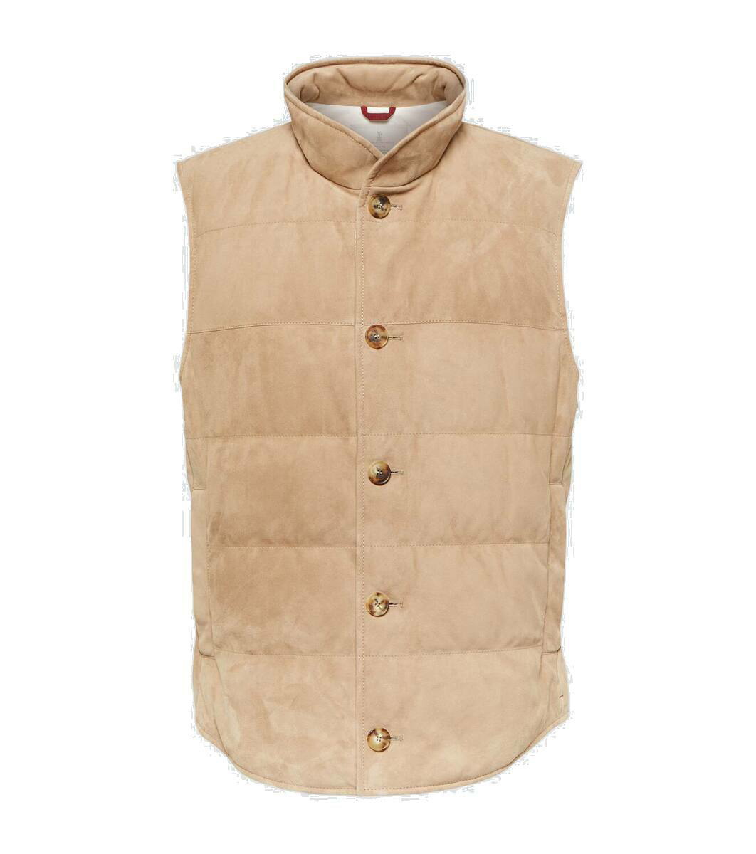 Photo: Brunello Cucinelli Quilted leather puffer vest