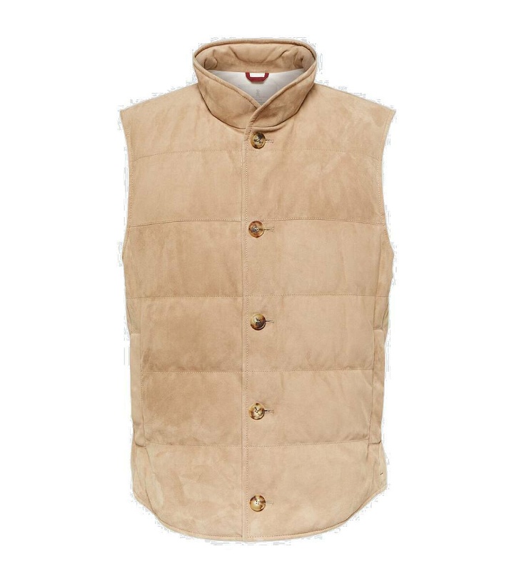Photo: Brunello Cucinelli Quilted leather puffer vest