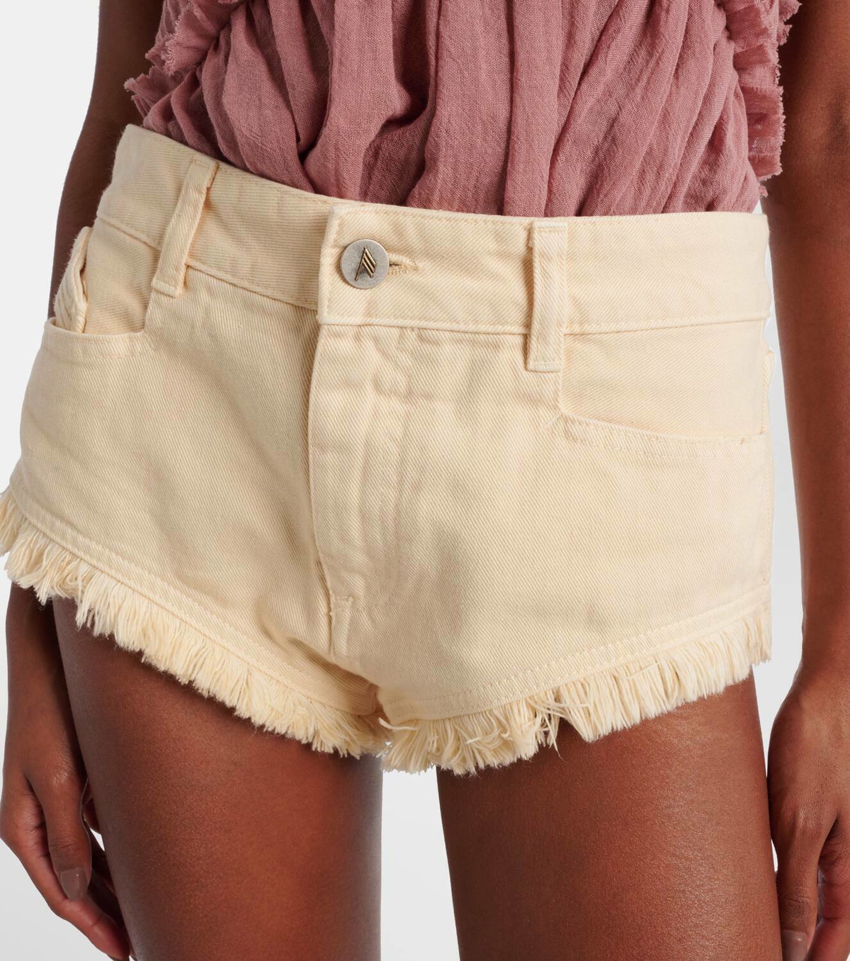 The Attico Fringed cotton canvas shorts